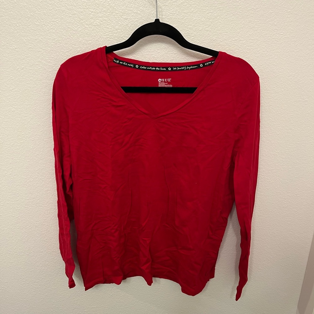 HUE Red Fitted Long Sleeve Hoodie